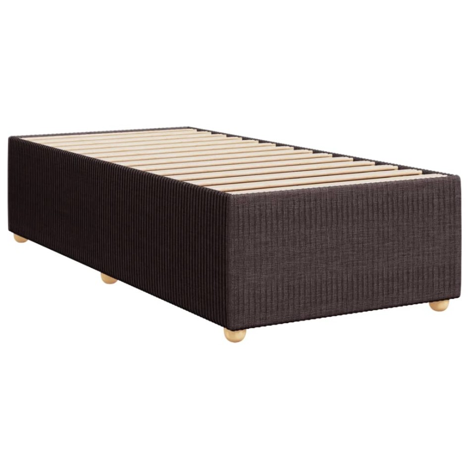 Cama box spring con colchón tela marrón oscuro 100x200