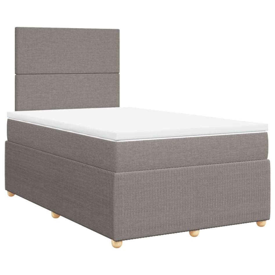 Cama box spring con colchón tela gris taupe 120x190