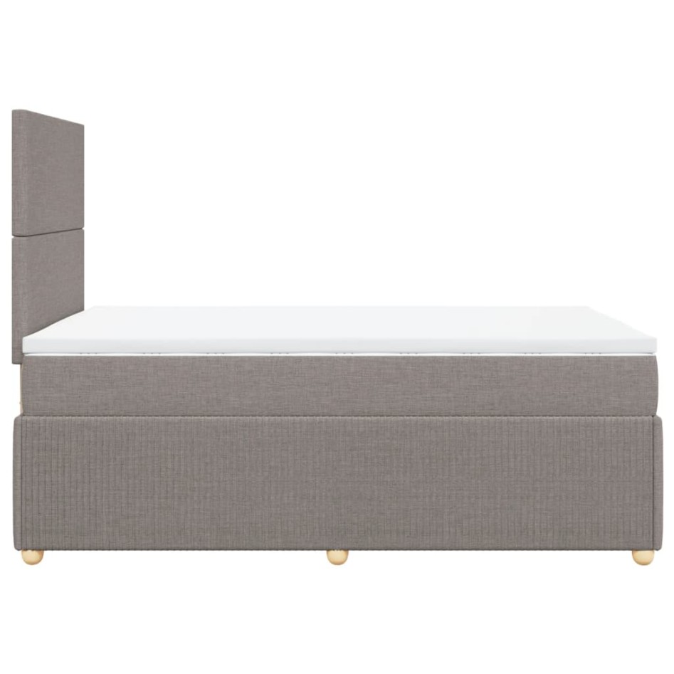 Cama box spring con colchón tela gris taupe 120x190