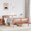 Estructura cama con cabecero madera pino marrón cera 135x190 cm