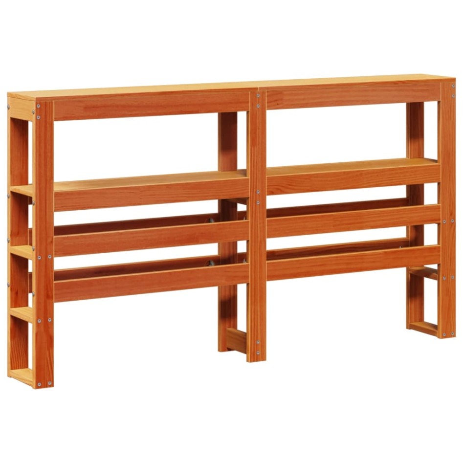 Estructura cama con cabecero madera pino marrón cera 150x200