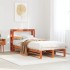 Cama sin colchón madera maciza de pino marrón cera 100x200
