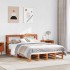 Cama sin colchón madera maciza pino marrón cera 150x200