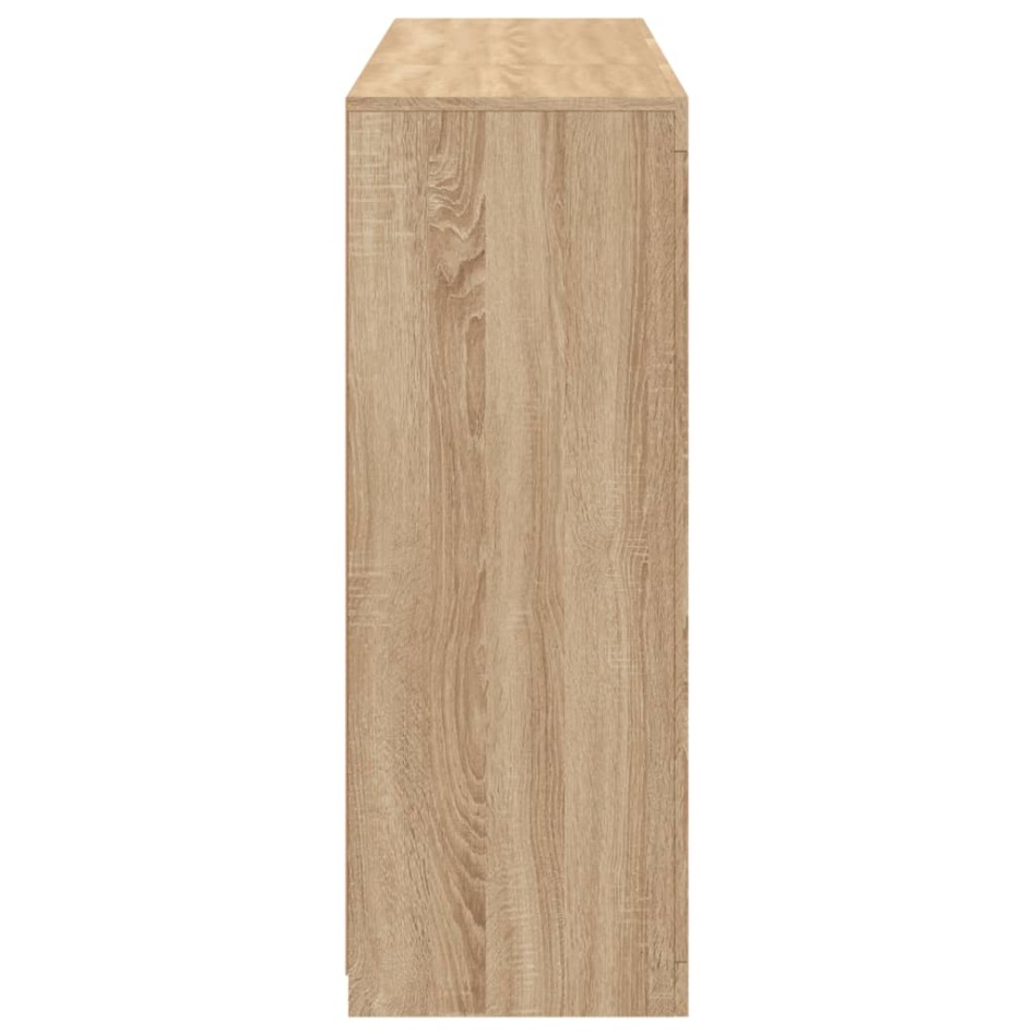 Aparador con luz LED 3 piezas madera de ingeniería roble