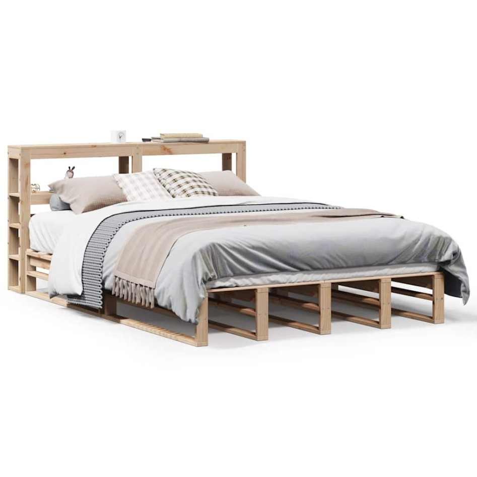 Estructura de cama sin colchón madera de pino blanco 150x200