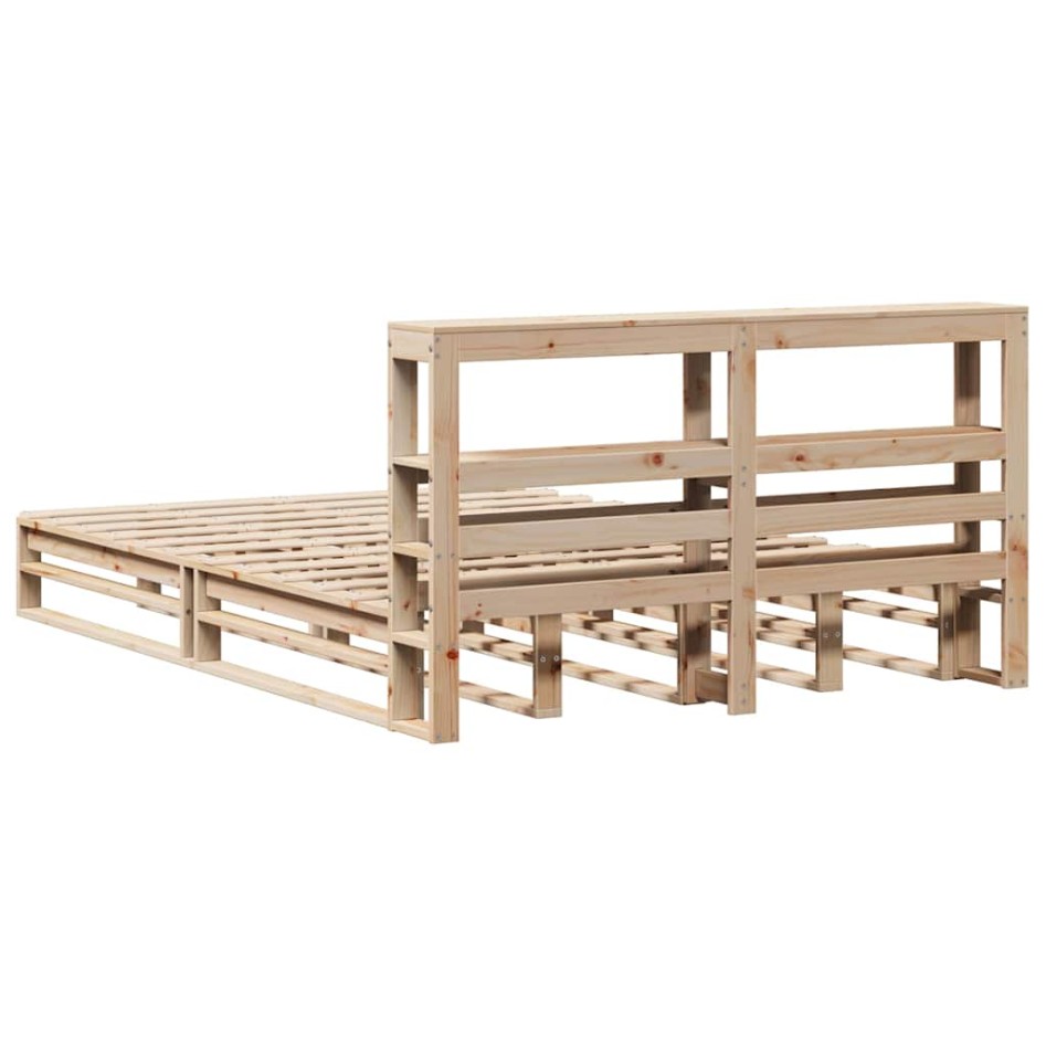 Estructura de cama sin colchón madera de pino blanco 150x200