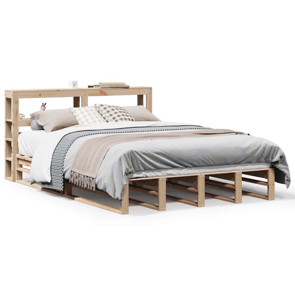 Estructura de cama sin colchón madera maciza de pino 120x190