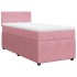 Cama box spring con colchón terciopelo rosa 100x200