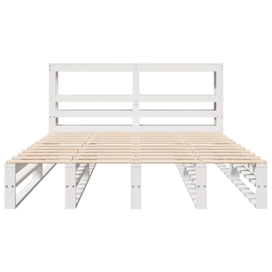Estructura de cama sin colchón madera de pino blanca 140x190