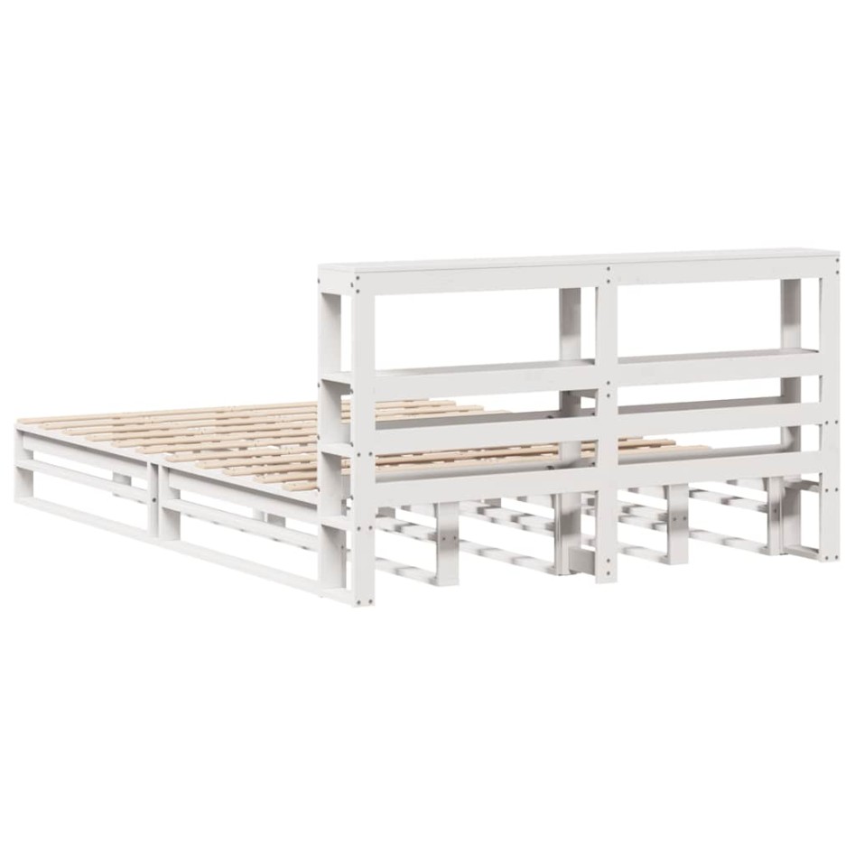 Estructura de cama sin colchón madera de pino blanca 140x190