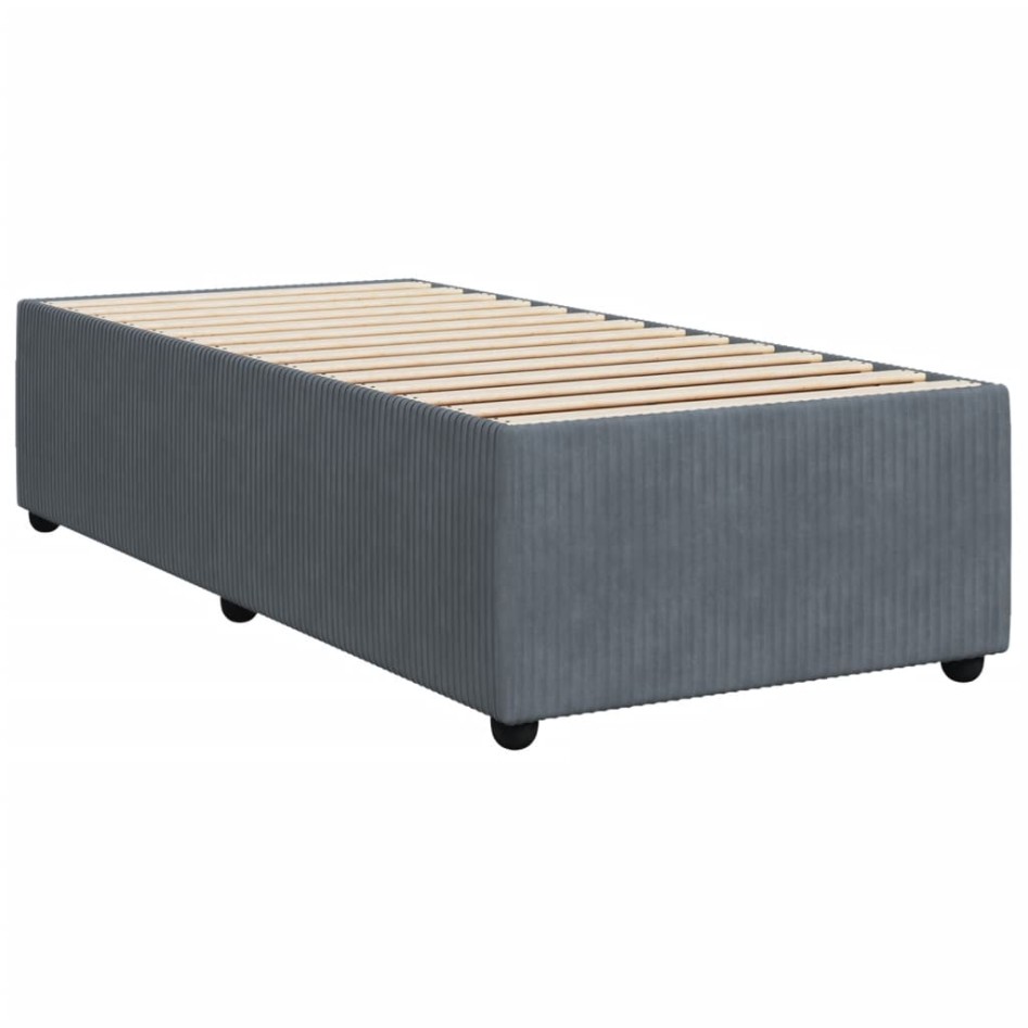 Cama box spring con colchón terciopelo gris oscuro 100x200
