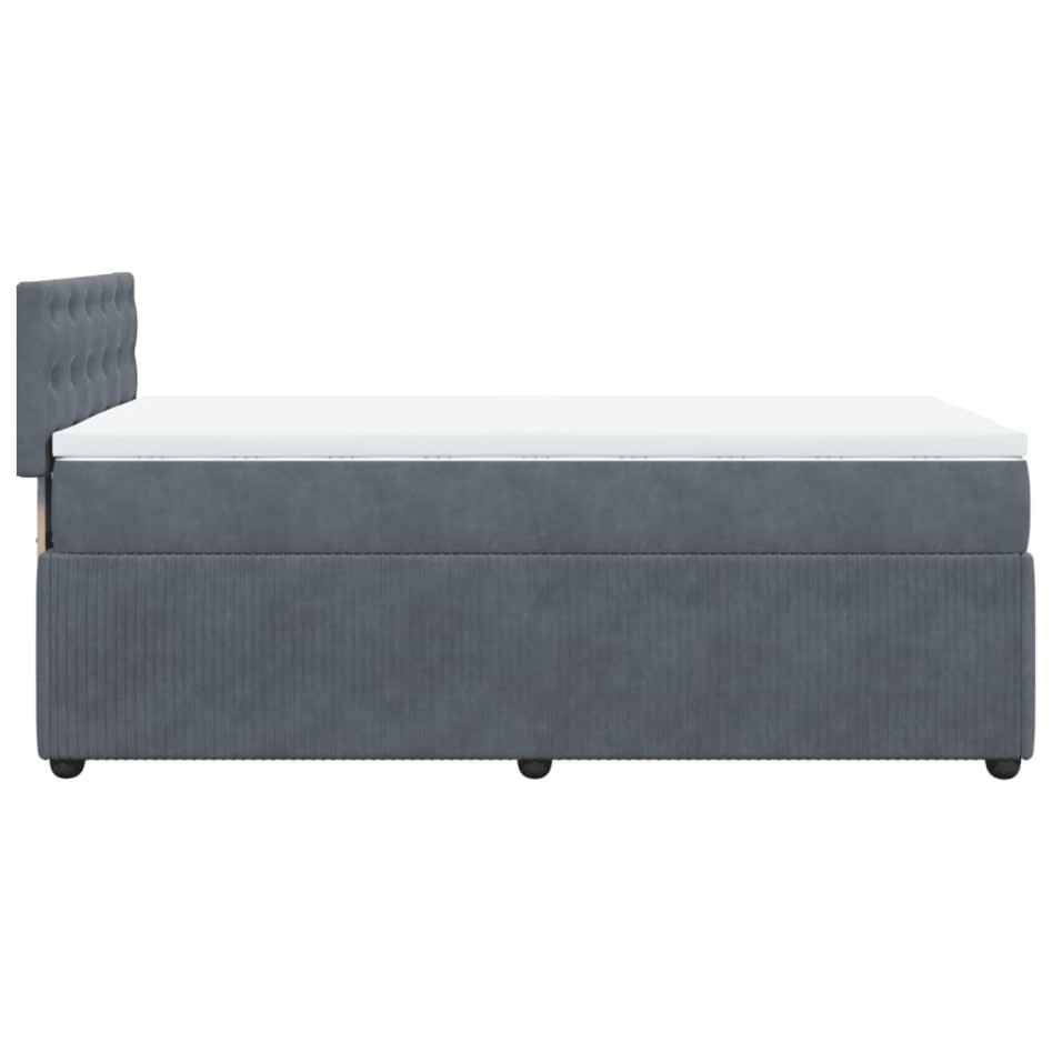 Cama box spring con colchón terciopelo gris oscuro 100x200