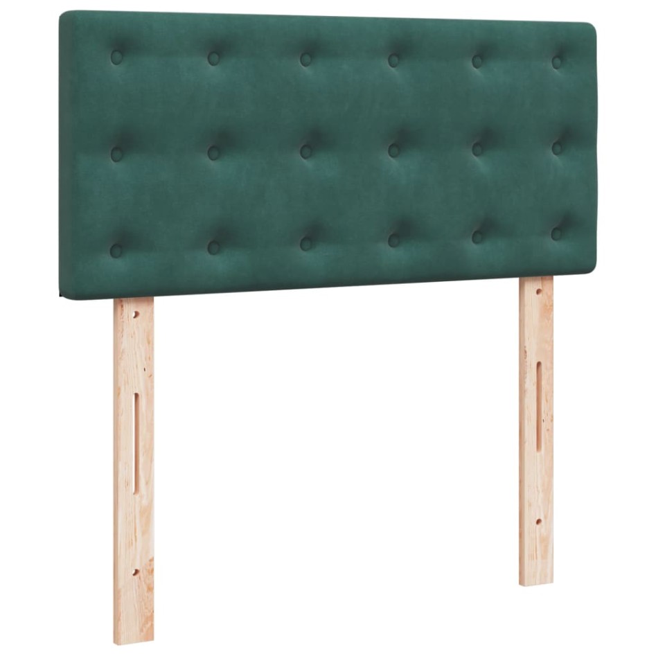 Cama box spring con colchón terciopelo verde oscuro 100x200