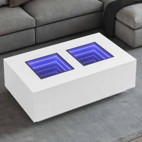 Mesa de centro con LED Infinity blanca 116x69x40