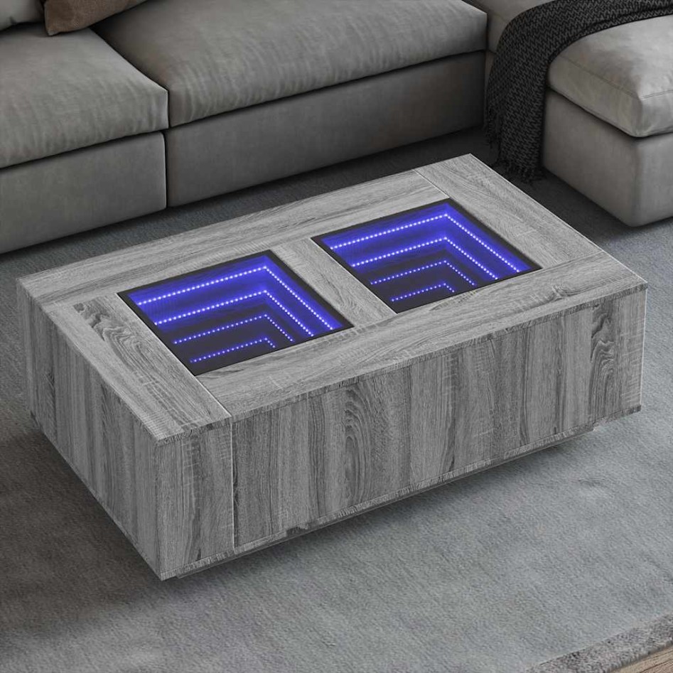 Mesa de centro con Infinity LED gris Sonoma 116x69x40