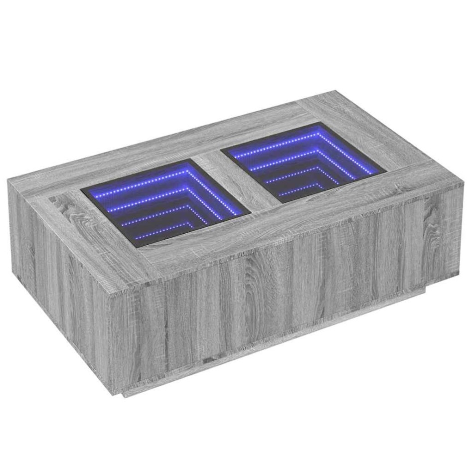 Mesa de centro con Infinity LED gris Sonoma 116x69x40