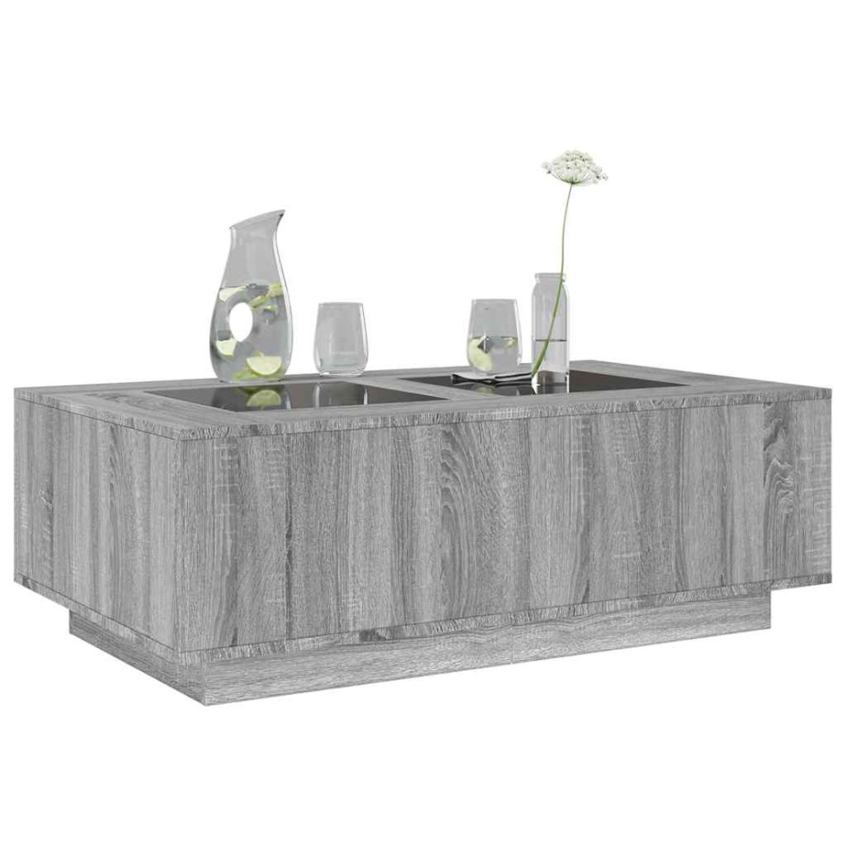 Mesa de centro con Infinity LED gris Sonoma 116x69x40