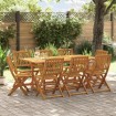Juego comedor de jardín 9 pzas madera maciza acacia 180x90x75cm