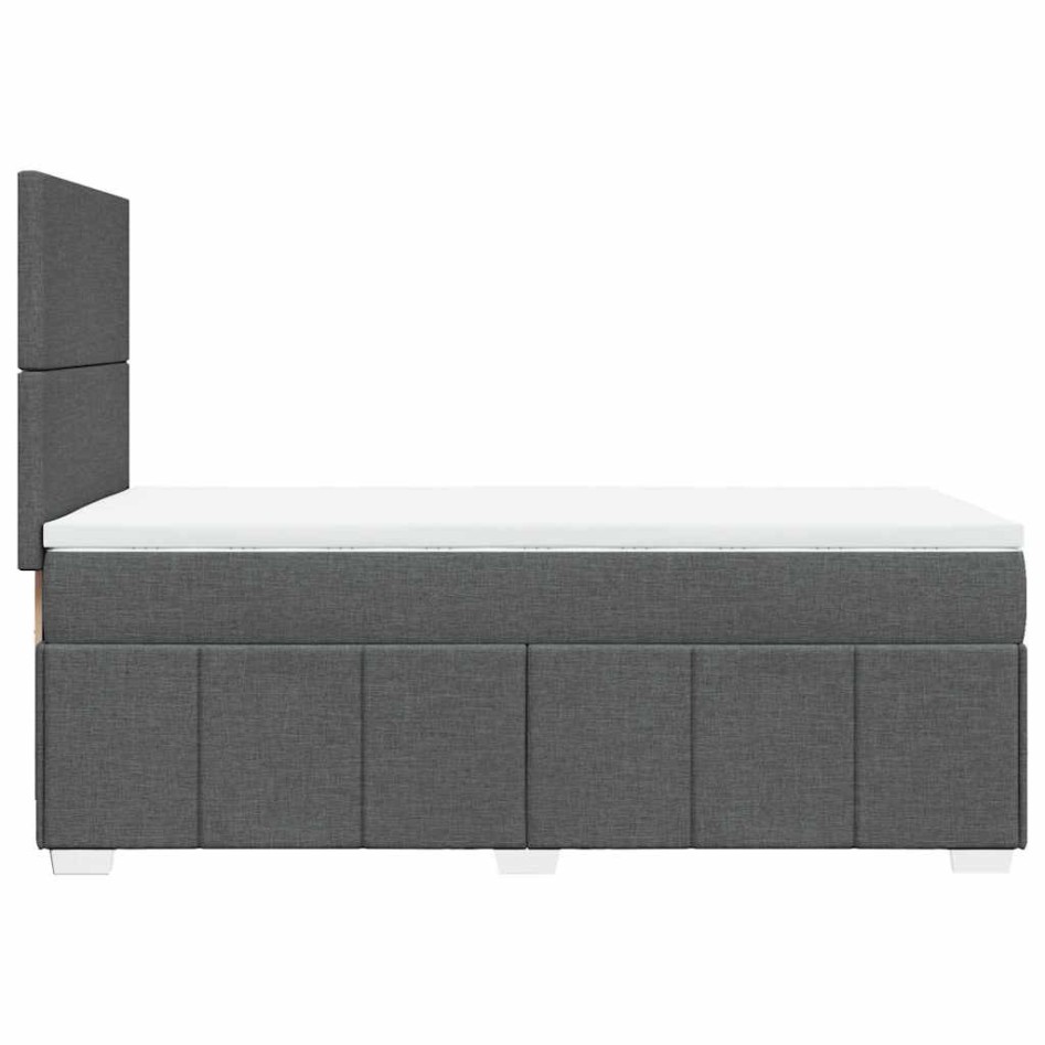 Cama box spring con colchón tela gris oscuro 80x200