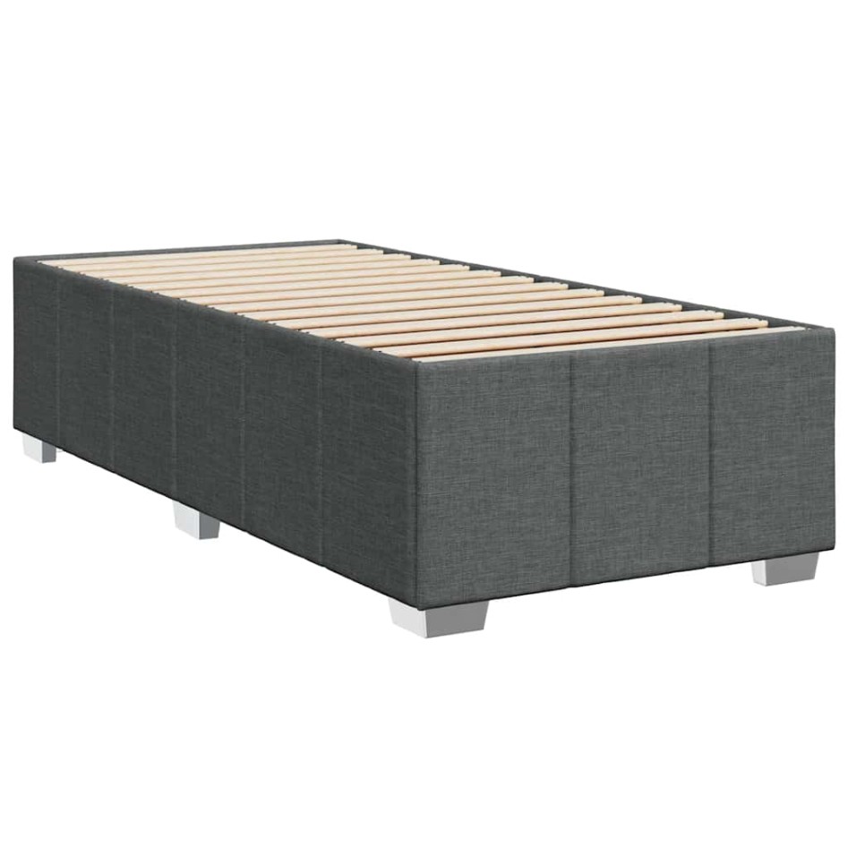 Cama box spring con colchón tela gris oscuro 80x200