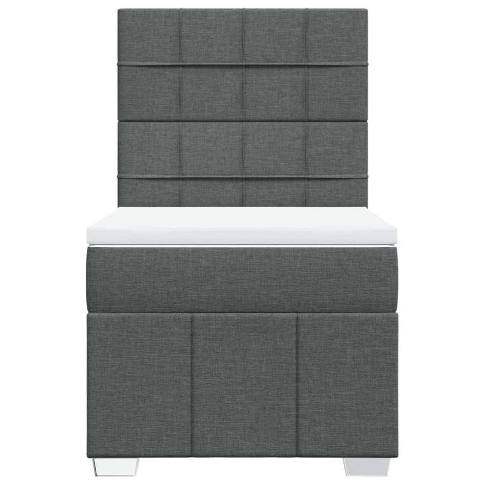 Cama box spring con colchón tela gris oscuro 80x200