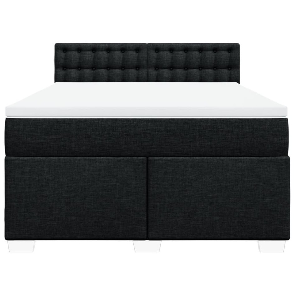 Cama box spring con colchón tela negro 160x200