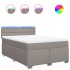 Cama box spring con colchón tela gris taupe 160x200