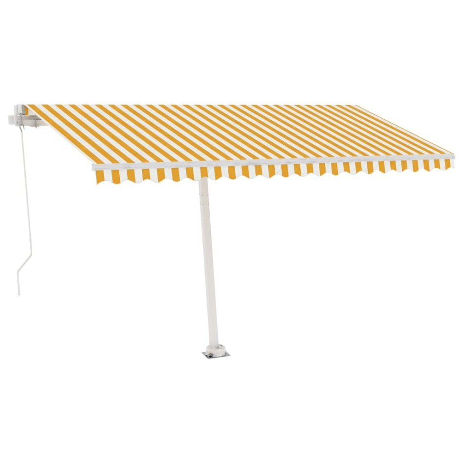 Toldo retráctil manual con LED amarillo y blanco 450x300