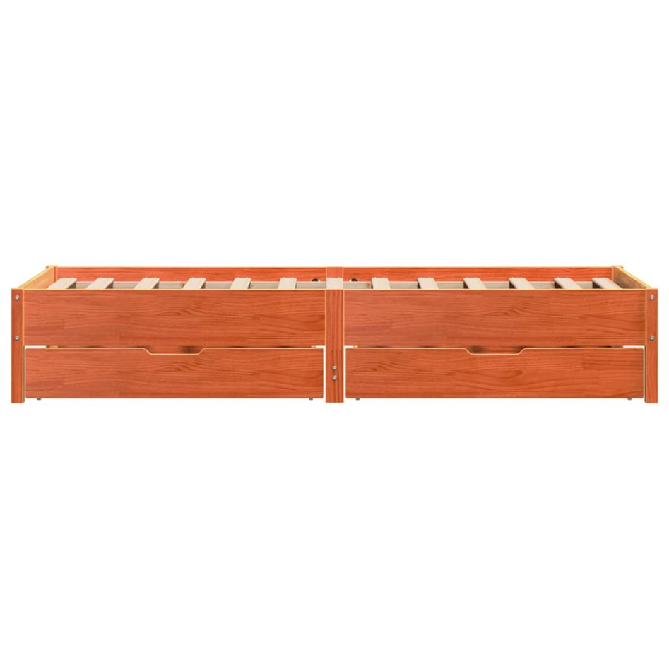 Cama sin colchón madera maciza de pino marrón cera 100x200