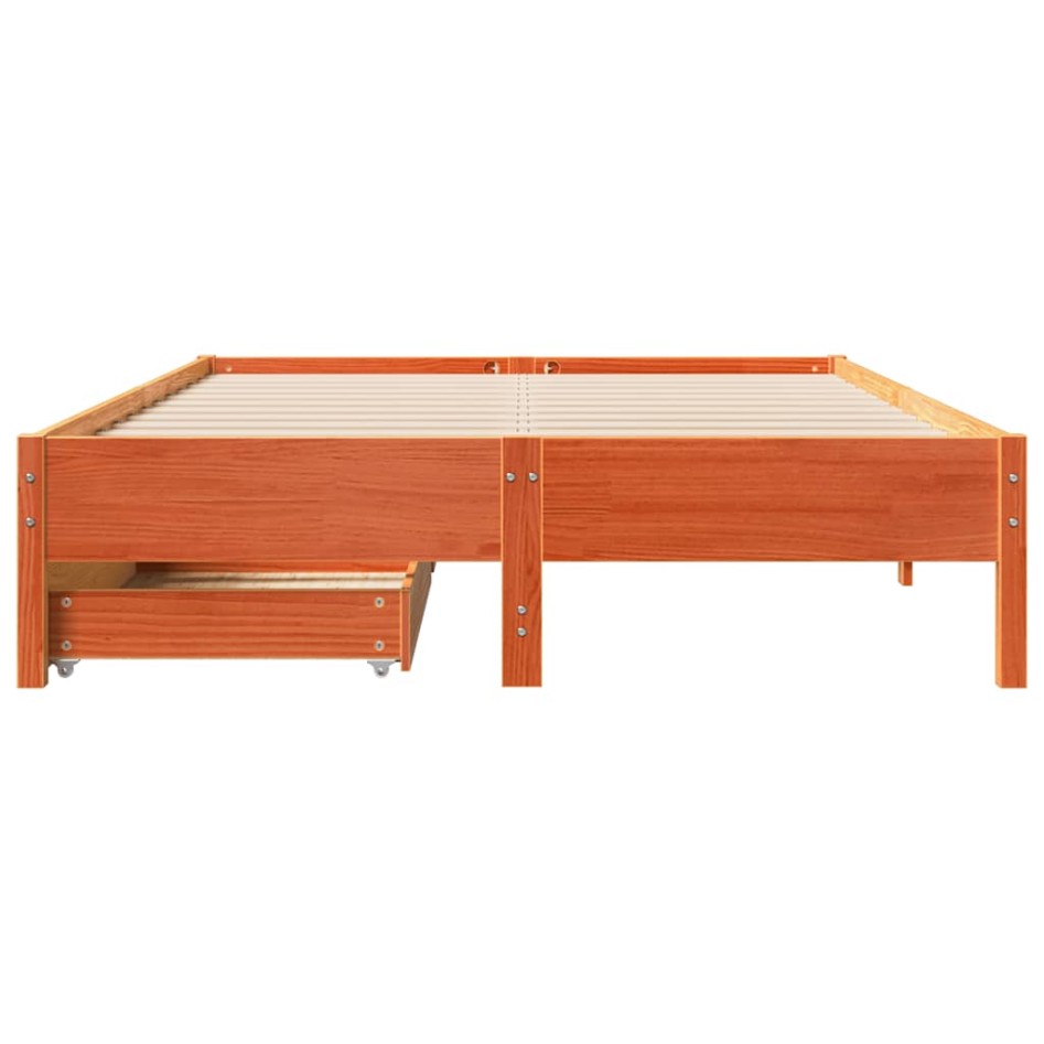 Estructura de cama sin colchón madera maciza marrón 120x190
