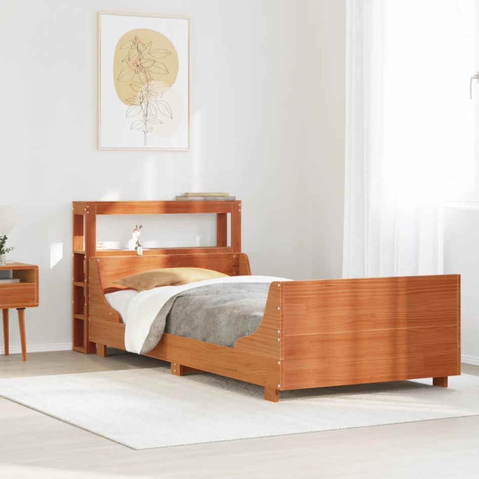 Estructura de cama sin colchón madera maciza marrón 75x190