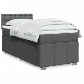 Cama box spring con colchón tela gris oscuro 90x200