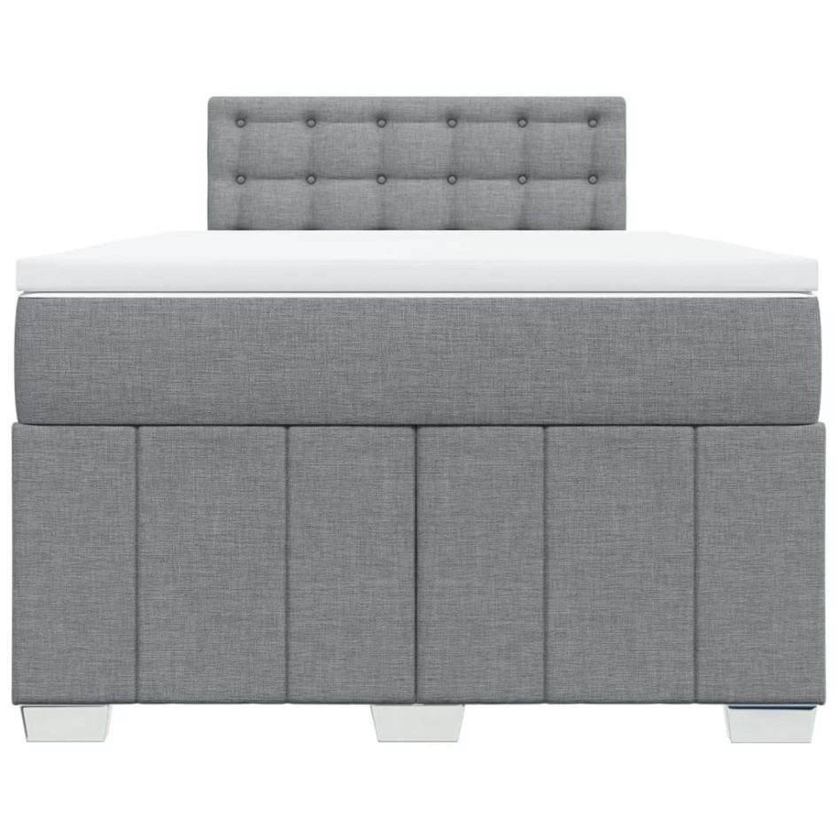 Cama box spring con colchón tela gris claro 120x200