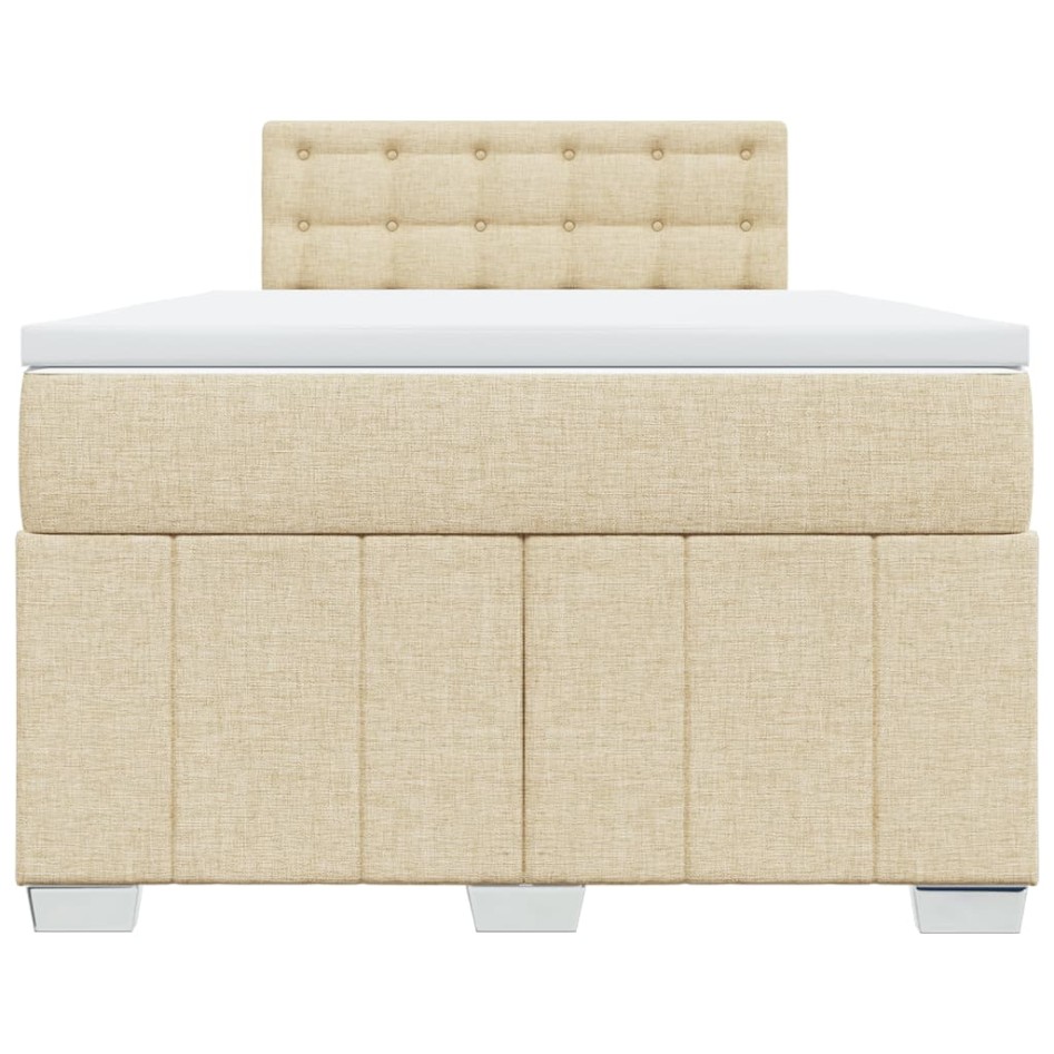 Cama box spring con colchón tela color crema 120x200