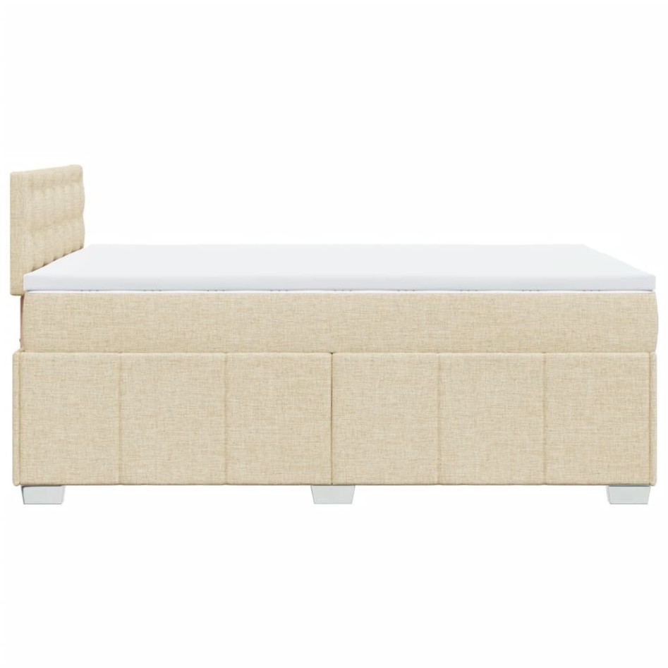 Cama box spring con colchón tela color crema 120x200