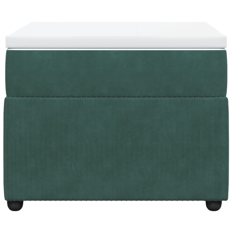 Cama box spring con colchón terciopelo verde oscuro 90x190