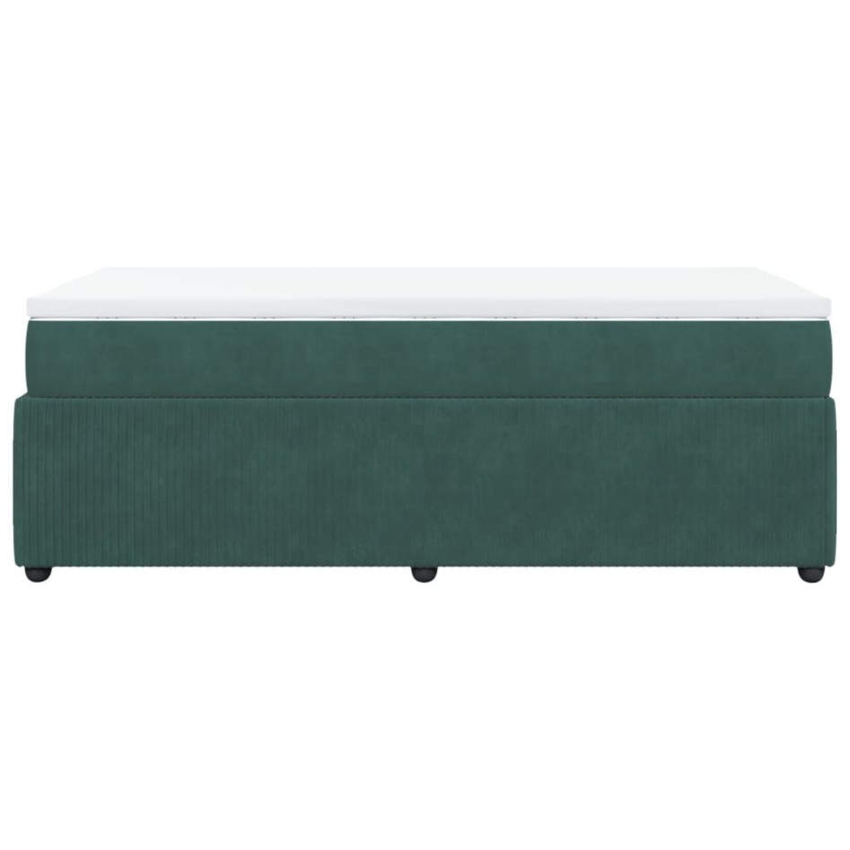 Cama box spring con colchón terciopelo verde oscuro 90x190