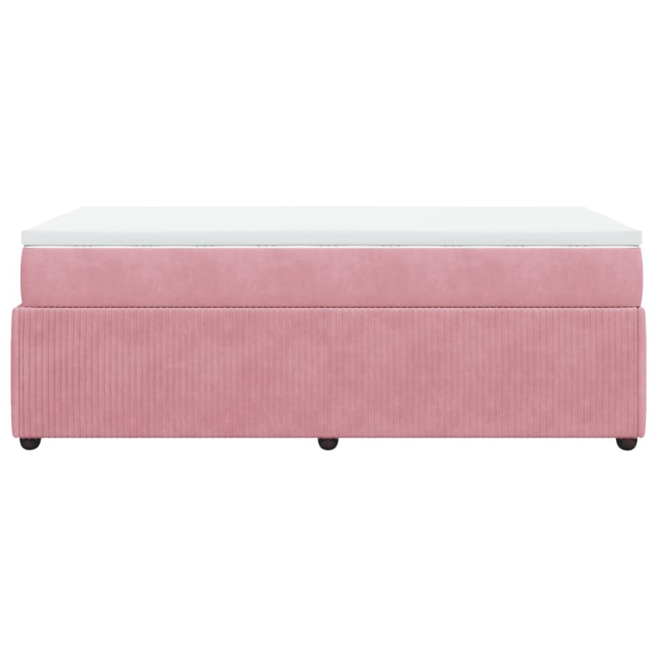 Cama box spring con colchón terciopelo rosa 90x190
