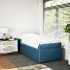 Cama box spring con colchón terciopelo azul oscuro 90x200