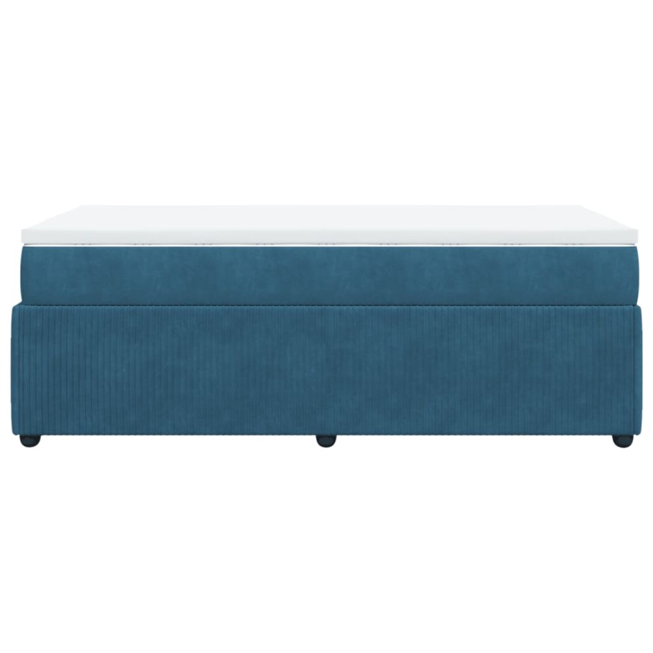 Cama box spring con colchón terciopelo azul oscuro 90x200