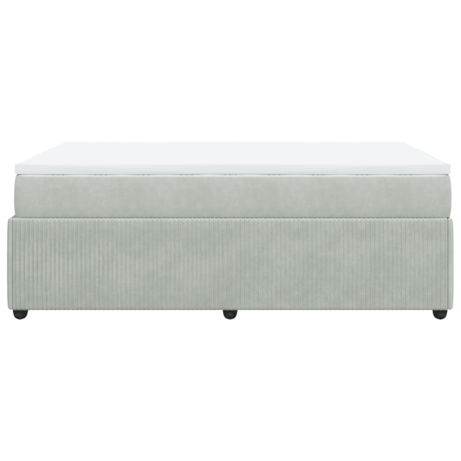 Cama box spring con colchón terciopelo gris claro 120x190
