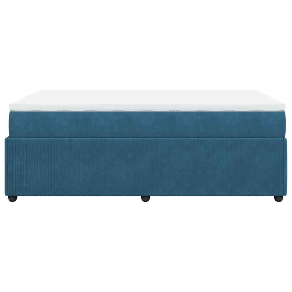 Cama box spring con colchón terciopelo azul oscuro 120x190