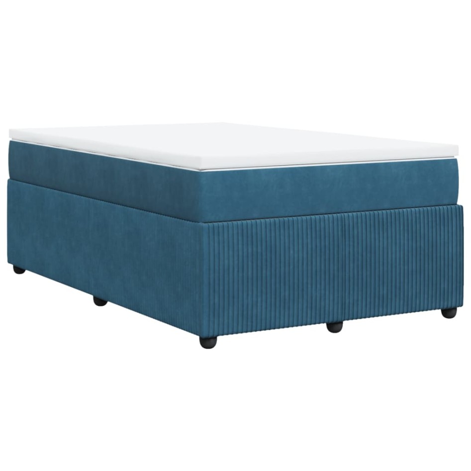 Cama box spring con colchón terciopelo azul oscuro 120x190