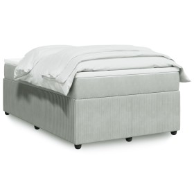 Cama box spring con colchón terciopelo gris claro 120x200