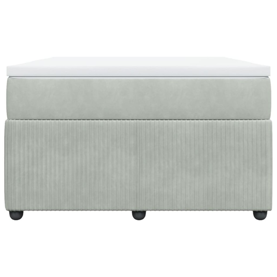 Cama box spring con colchón terciopelo gris claro 120x200