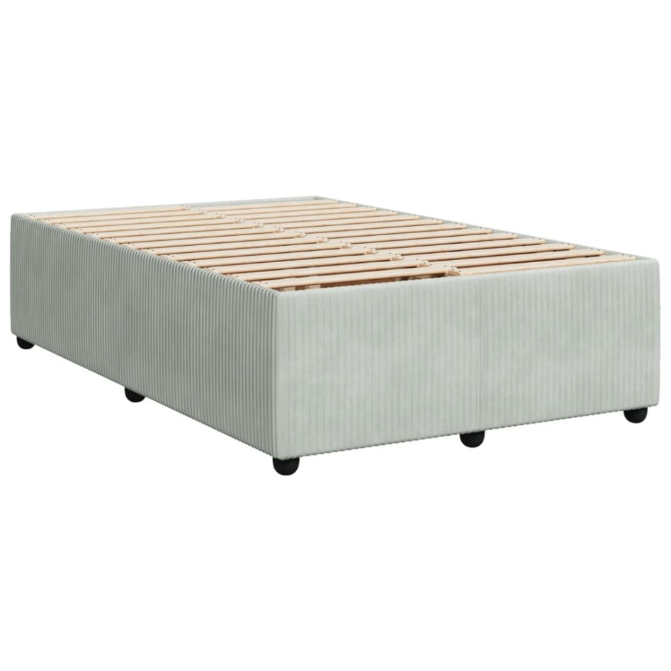 Cama box spring con colchón terciopelo gris claro 120x200