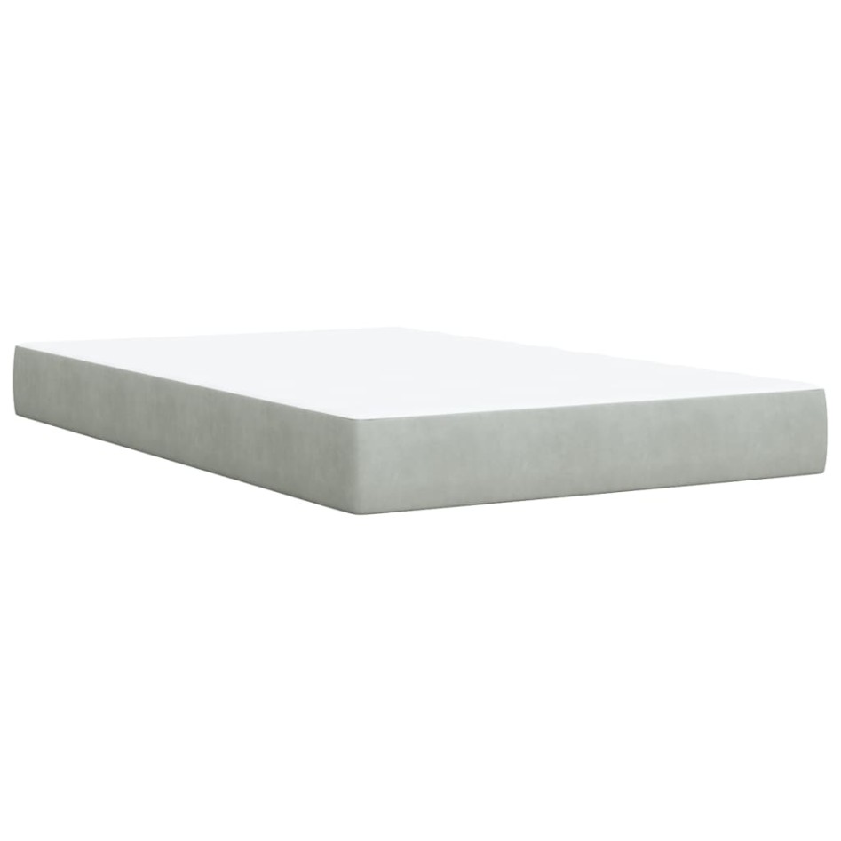 Cama box spring con colchón terciopelo gris claro 120x200