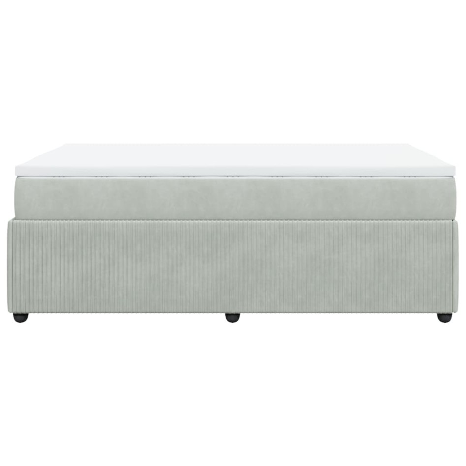 Cama box spring con colchón terciopelo gris claro 120x200