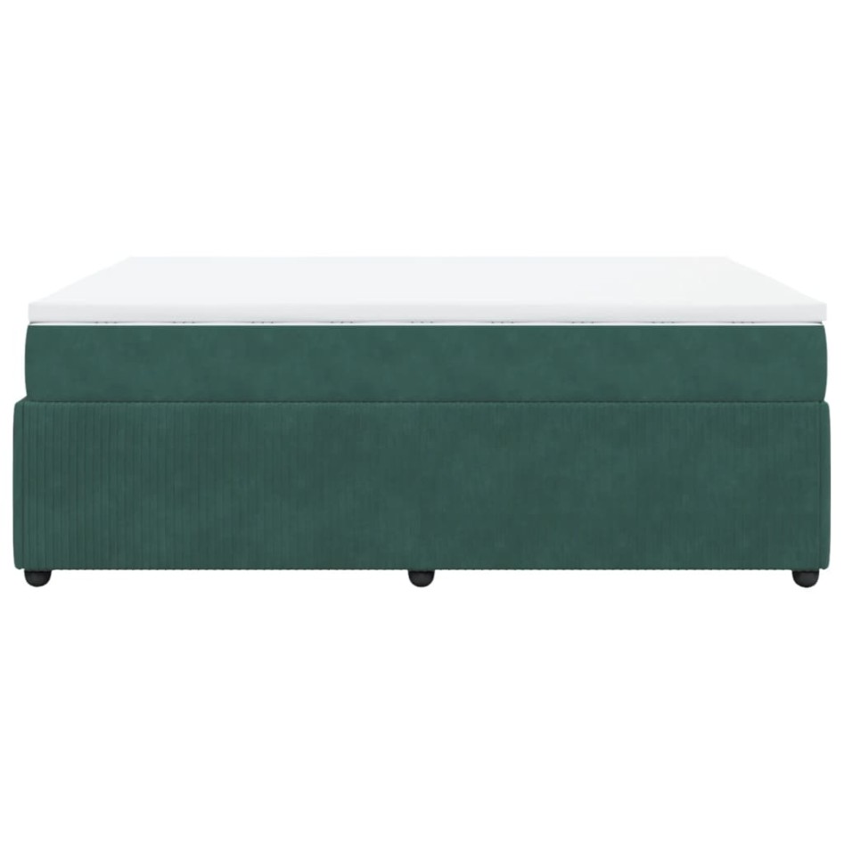 Cama box spring con colchón terciopelo verde oscuro 140x200