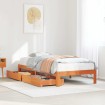 Estructura cama con cajones madera maciza pino marrón 90x190 cm